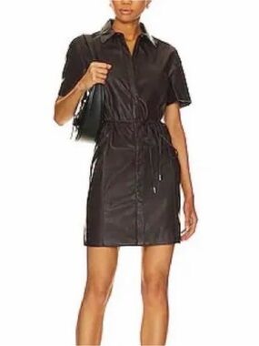 BCBG Revolve brown leather mini dress